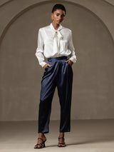 [Dark Blue] SilkSilky-CA 19Momme Silk Womens Pants 001