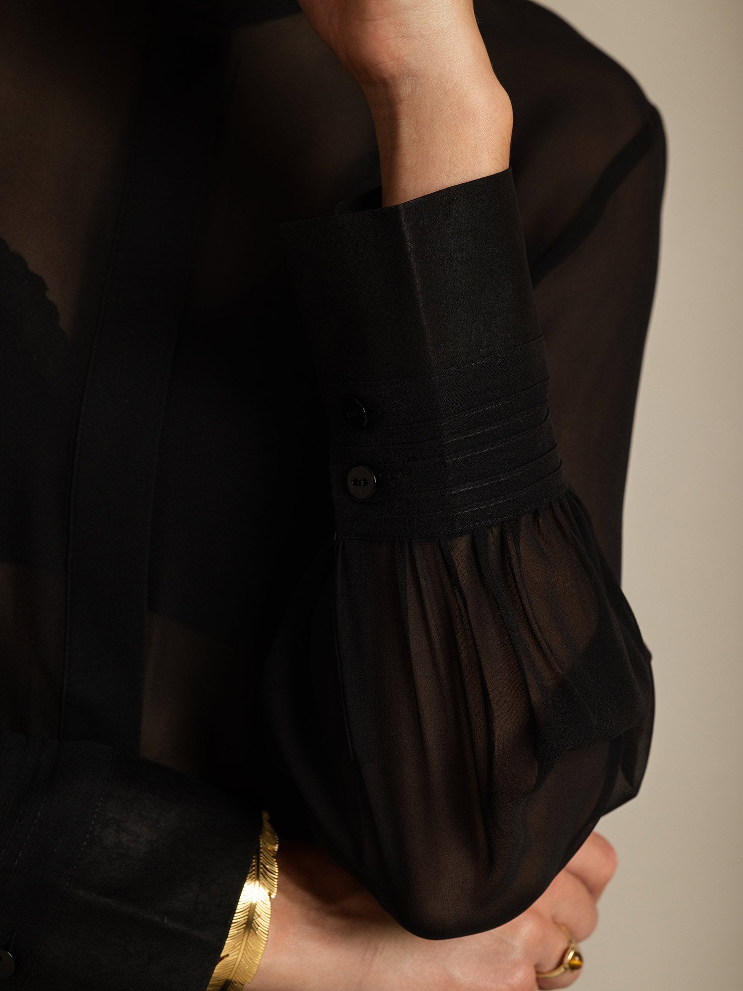 [Black] SilkSilky-CA Pure Silk Split Women's Shirt 004