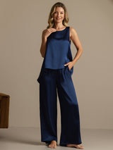 [Dark Blue] SilkSilky-CA Sleeveless Women's Pajamas 006