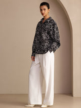 [Black Wave] SilkSilky-CA Long Sleeve Lapel Collar Women's Shirt 006