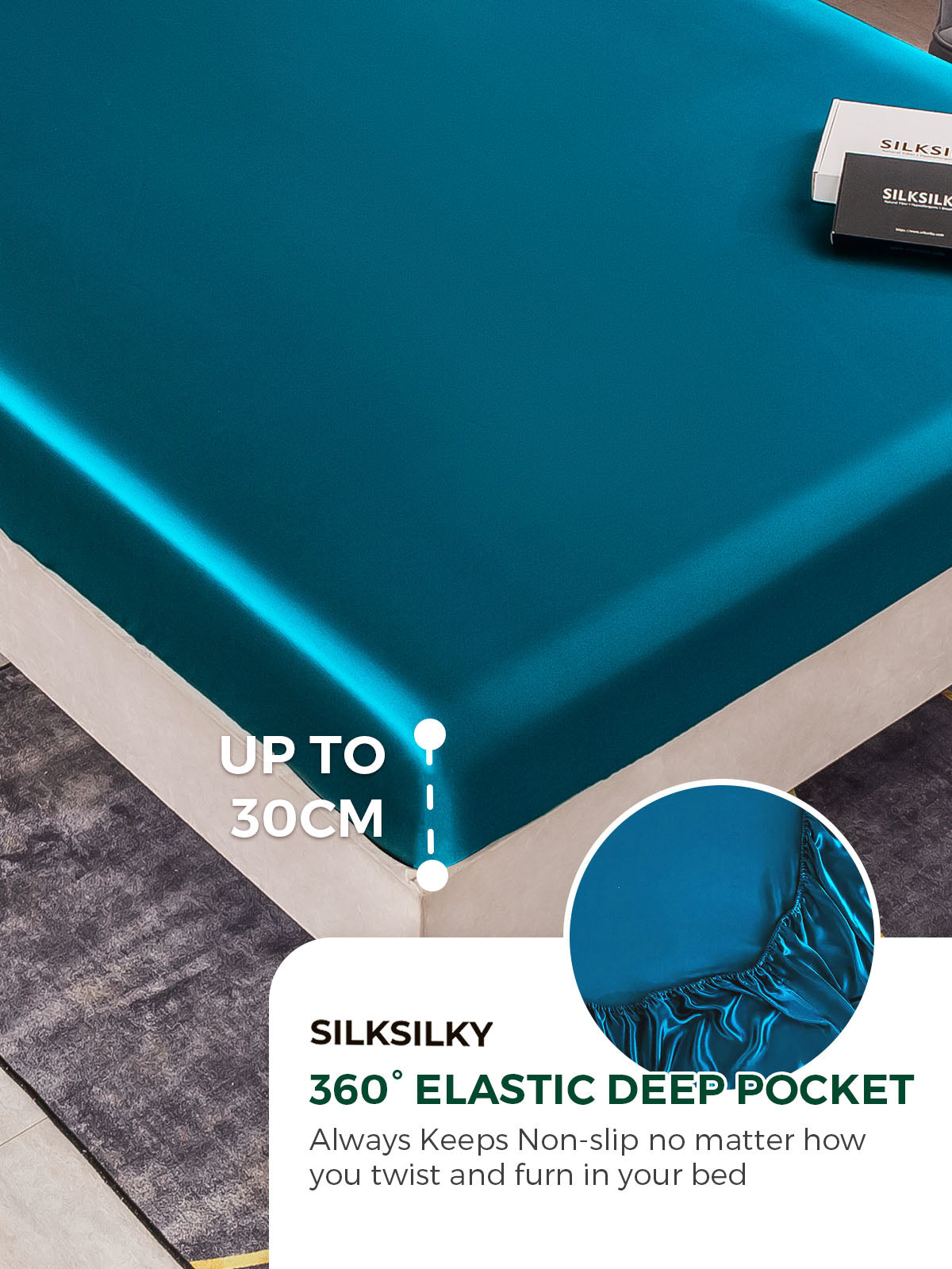 [Teal] SilkSilky-CA 19Momme Pure Silk Bedding Set 004