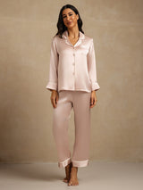 [Pink] SilkSilky-CA Long Sleeve Notch Collar Women's Pajamas 007