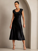 [Black] SilkSilky-CA Cap Sleeve Dress 006