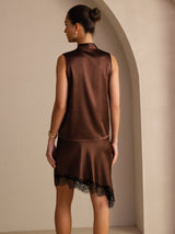 [Bitter Chocolate] SilkSilky-CA Sleeveless Tie Neck Camisole 002