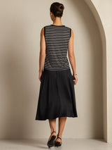 [Black Stripe] SilkSilky-CA Sleeveless Round Neck Camisole 002