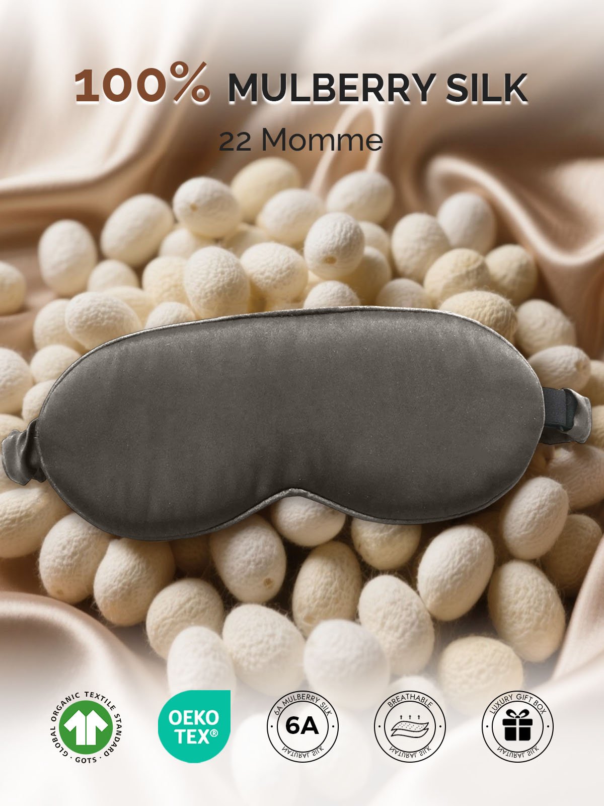 [DarkGray] SilkSilky-CA 22Momme Pure Silk Eye Mask 002