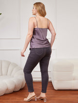 [Purple Gray] SilkSilky-CA Spaghetti Strap V Neck Plus Size Camisole Top 002