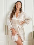 SilkSilky CA Pure Silk 3/4 Sleeve Womens Robe Ivory 003