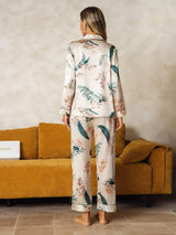 [Tropical Jungle] SilkSilky-CA Pure Silk Notch Collar Women's Pajamas 006,