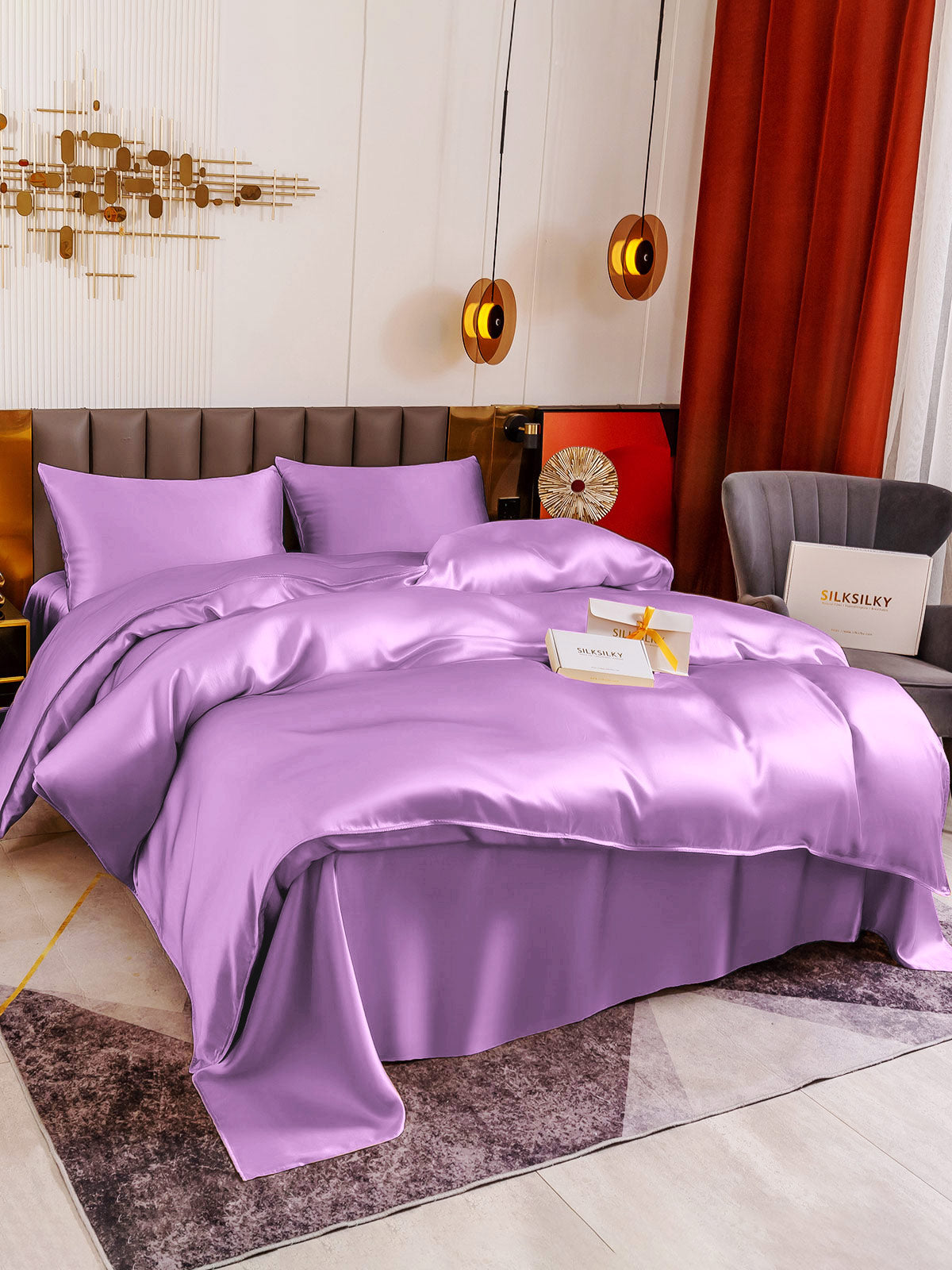 SilkSilky CA 19Momme Pure Silk Bedding Set Lavender 004