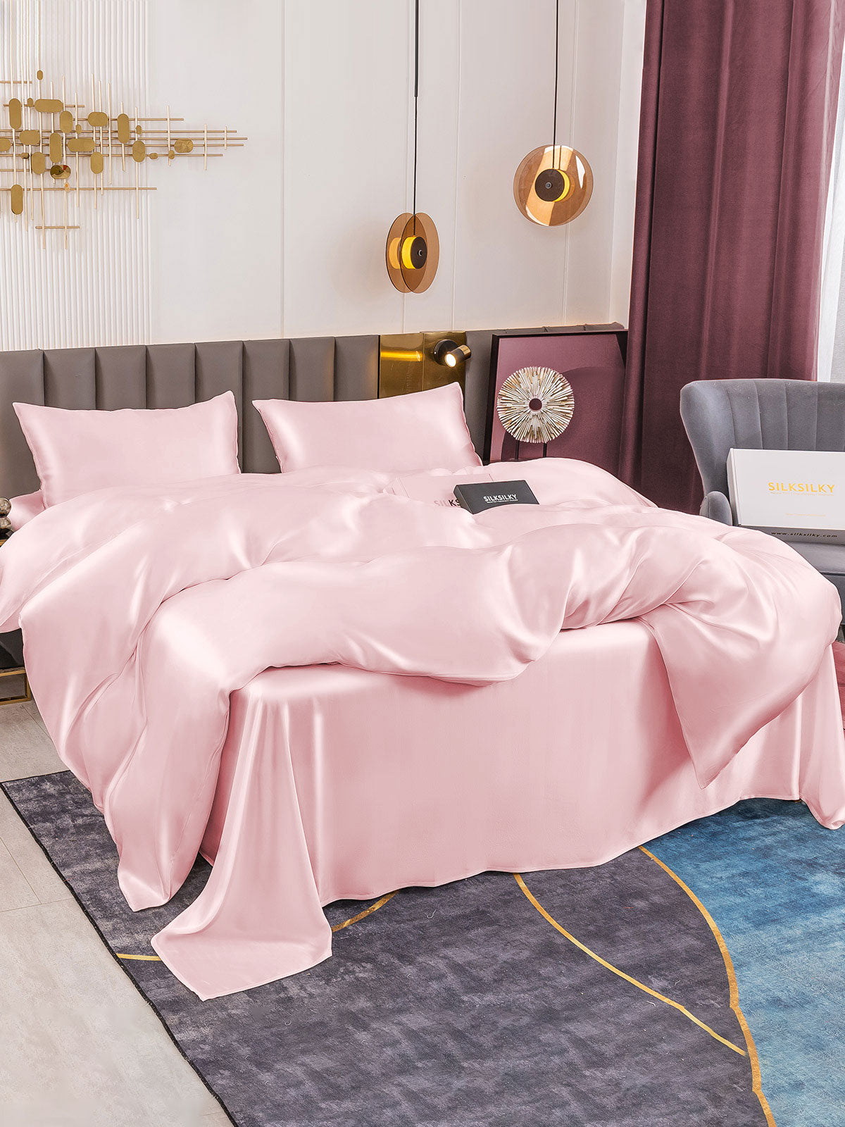 SilkSilky CA 19Momme Pure Silk Bedding Set Pink 003