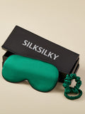 SilkSilky CA 19Momme Pure Silk Eye Mask DarkGreen 001