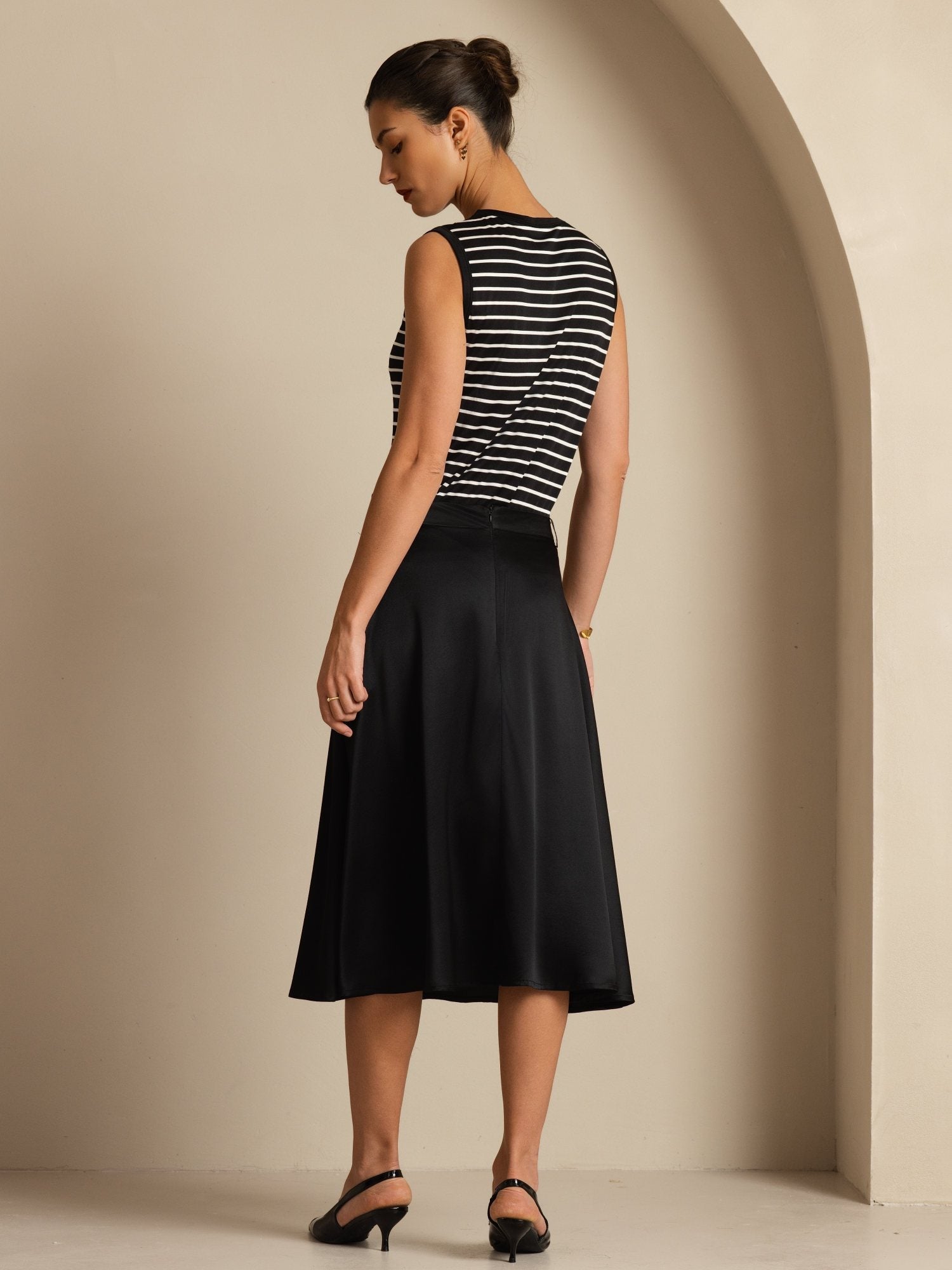 [Black] SilkSilky-CA 19Momme Silk Skirt 004