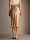 SilkSilky-CA 19Momme Pure Silk Skirt Champagne 002