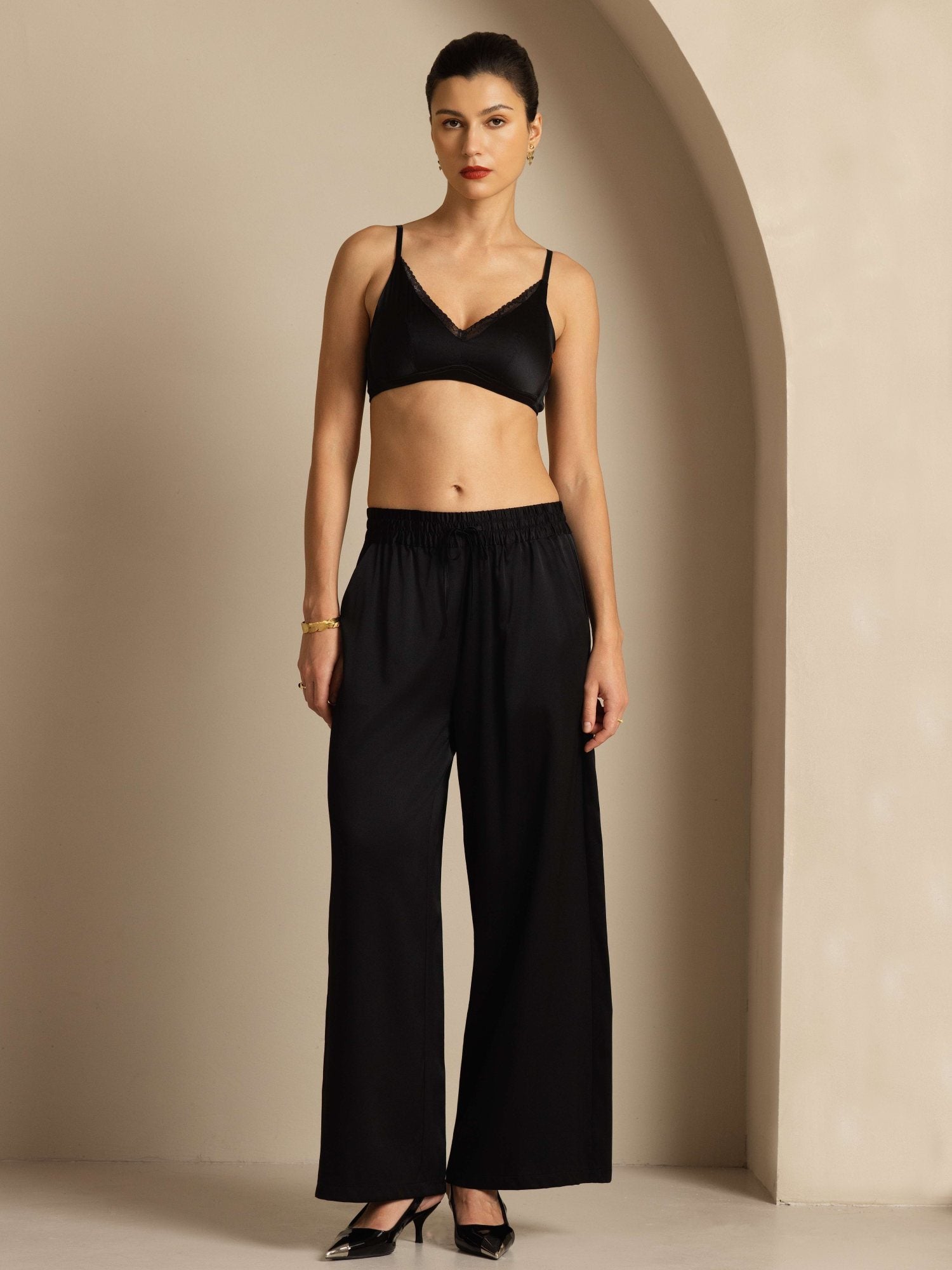 [Black] SilkSilky-CA 19Momme Silk Womens Pants 007