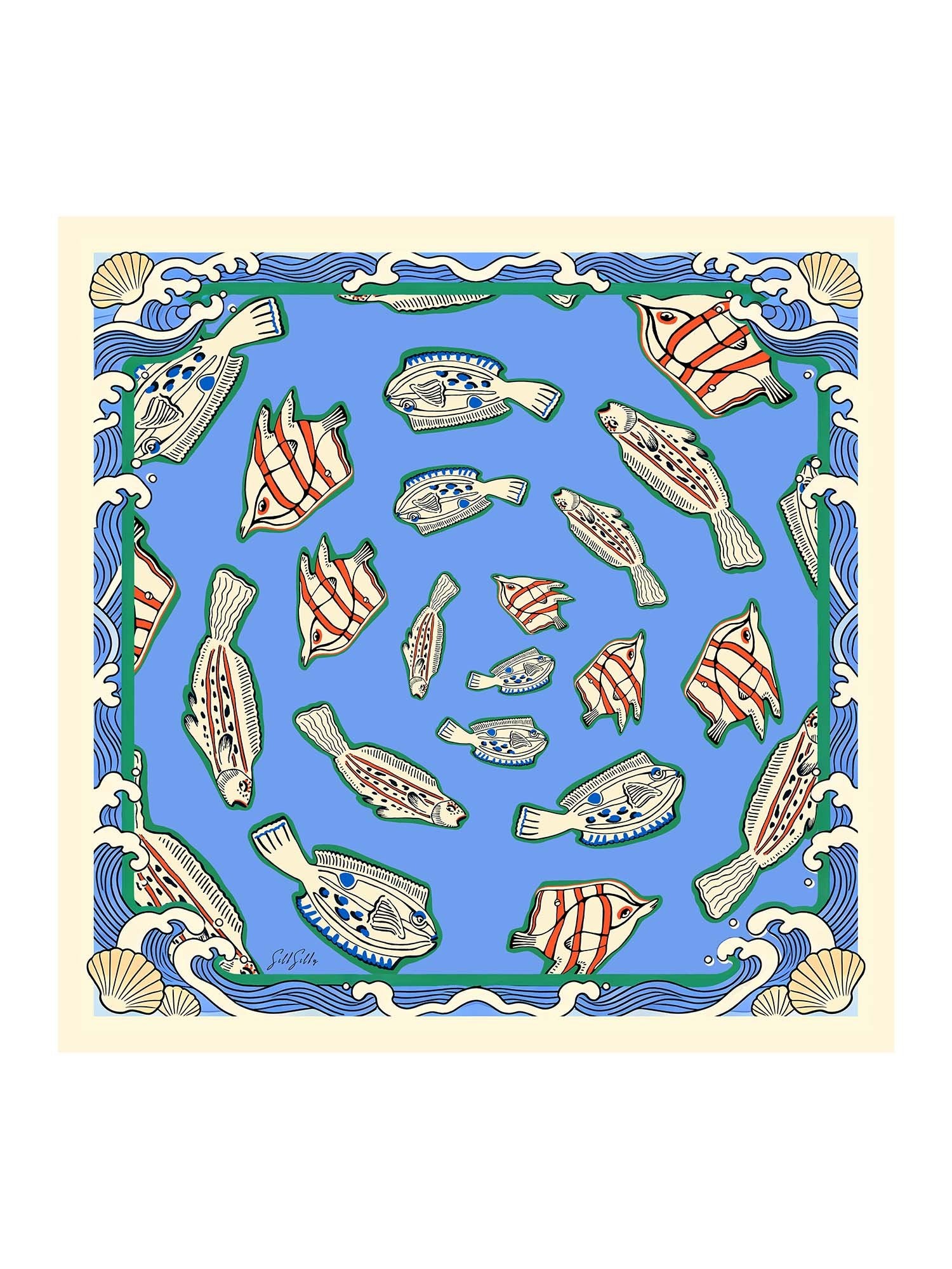 [Blue Fish] SilkSilky-CA Scarf 001