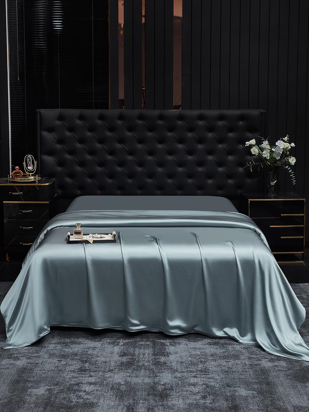 [Grayish Blue] SilkSilky-CA 22Momme Pure Silk Duvet Cover 001
