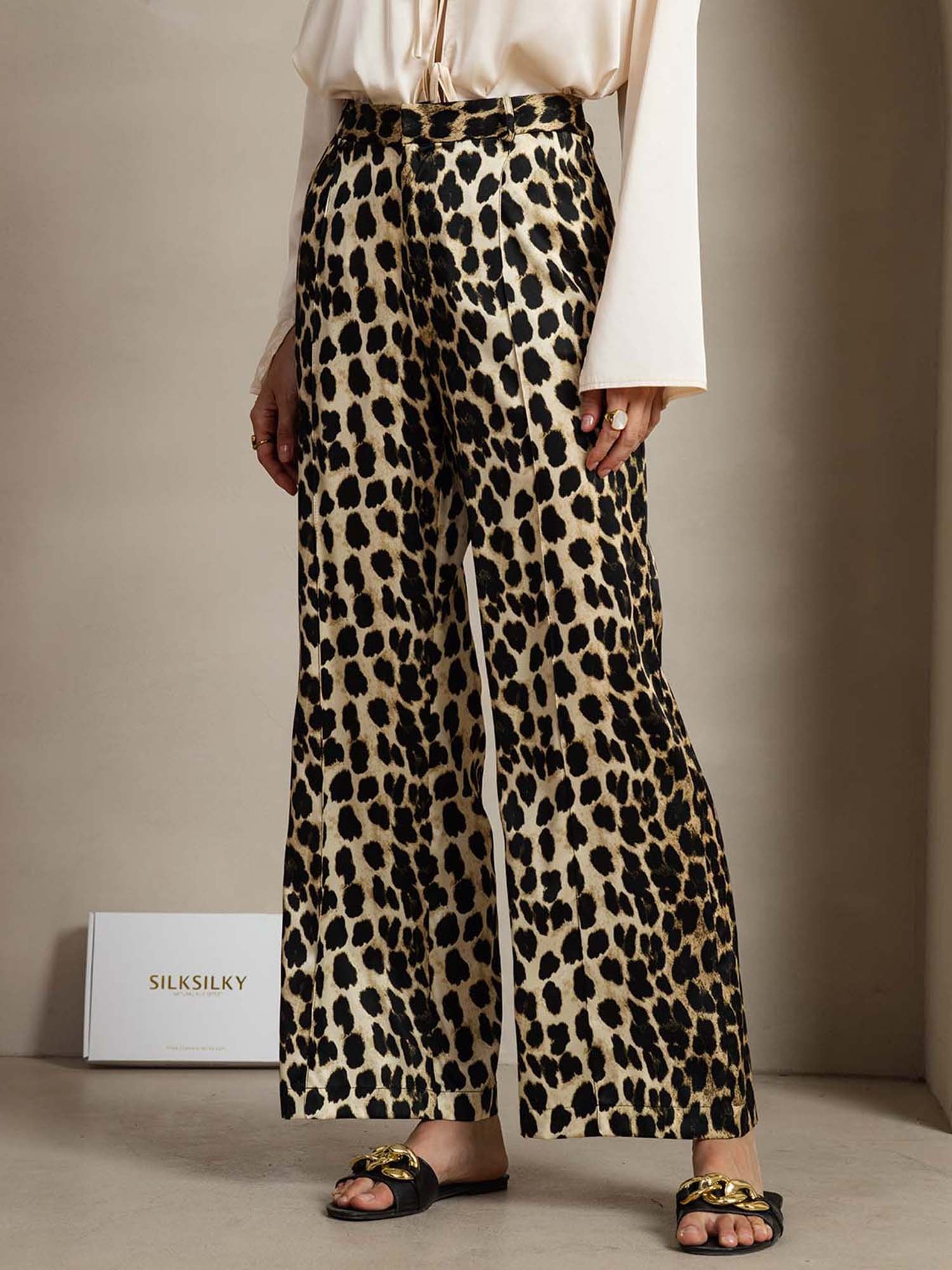 [Leopard] SilkSilky-CA 19Momme Silk Womens Pants 003