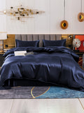 SilkSilky CA 19Momme Pure Silk Bedding Set DarkBlue 002