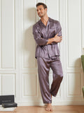 SilkSilky-CA-19Momme-Pure-Silk-Long-Sleeve-Lapel-Men's-Pajamas-Gray-003