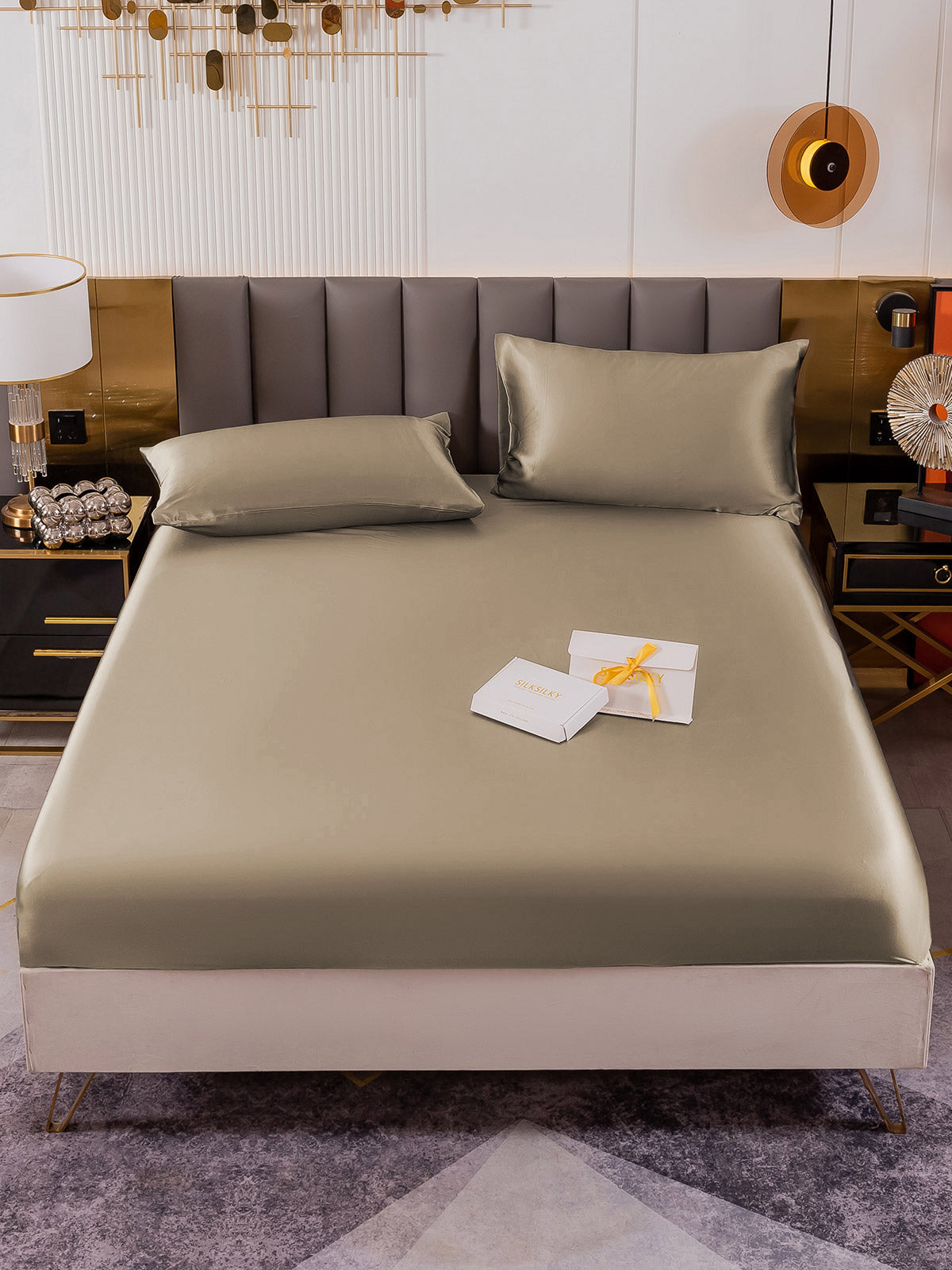 [Khaki] SilkSilky-CA 19Momme Bedding Set 002