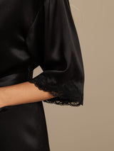 [Black] SilkSilky-CA Half Sleeve Women's Robe 004