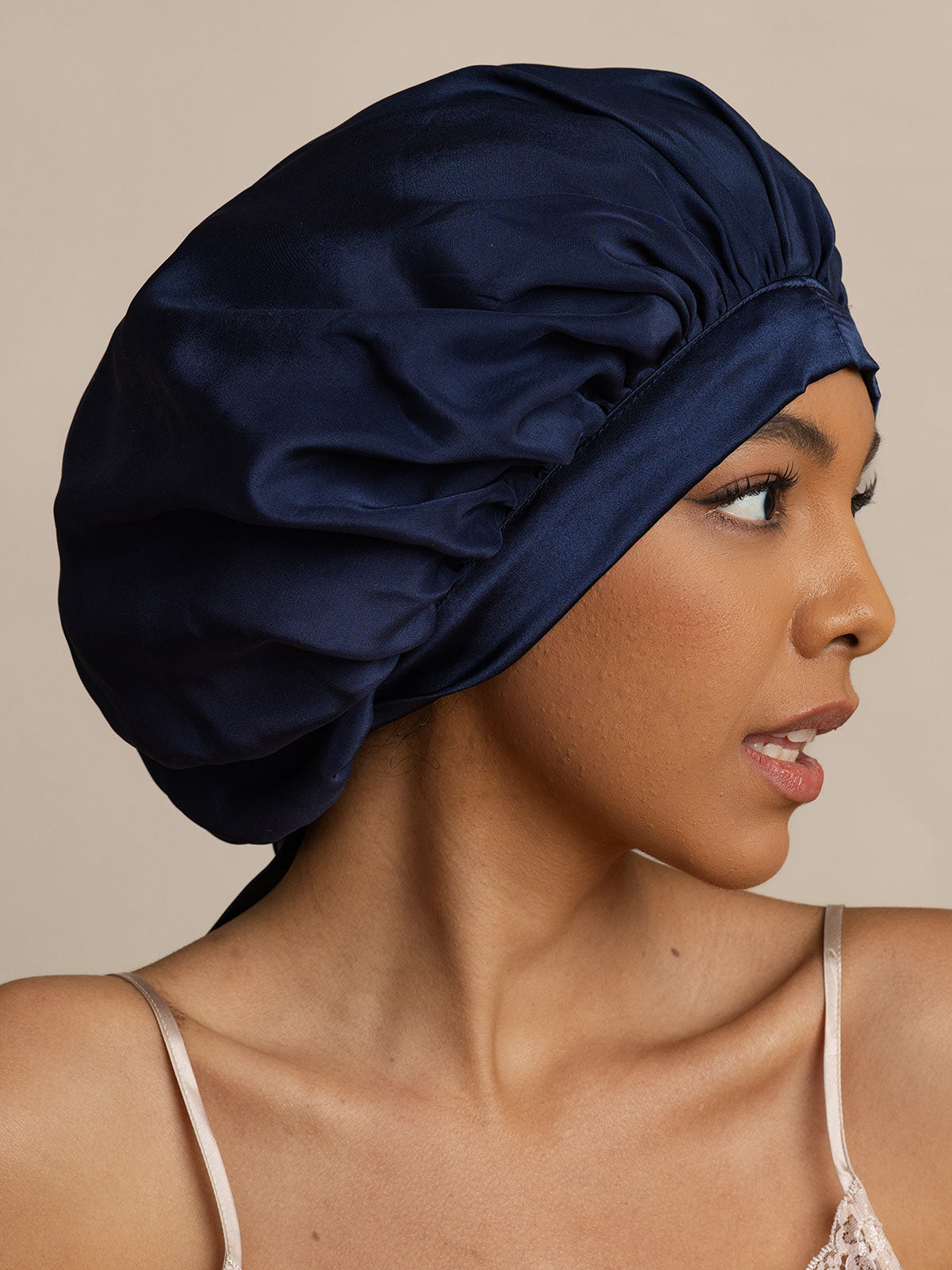 [Dark Blue] SilkSilky-CA Pure Silk Sleep Cap 005