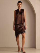 [Bitter Chocolate] SilkSilky-CA Sleeveless Tie Neck Camisole 007
