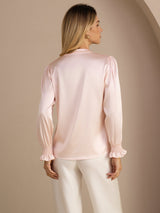 [Pink] SilkSilky-CA Long Sleeve Split Women's Blouse 002