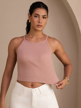 [Pink] SilkSilky-CA Sleeveless Crew Neck Camisole 004