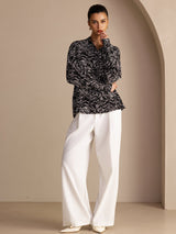 [Black Wave] SilkSilky-CA Long Sleeve Lapel Collar Women's Shirt 005