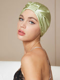 SilkSilky-CA Pure Silk Sleep Cap LightGreen 001