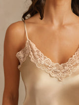 [Champagne] SilkSilky-CA Spaghetti Strap V Neck Camisole Set 005