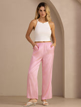 [Pink Pinstripe] SilkSilky-CA Womens Pants 005