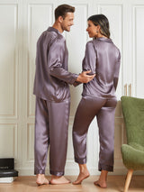 [Purple Gray] SilkSilky-CA Pure Silk Long Sleeve Couple 002