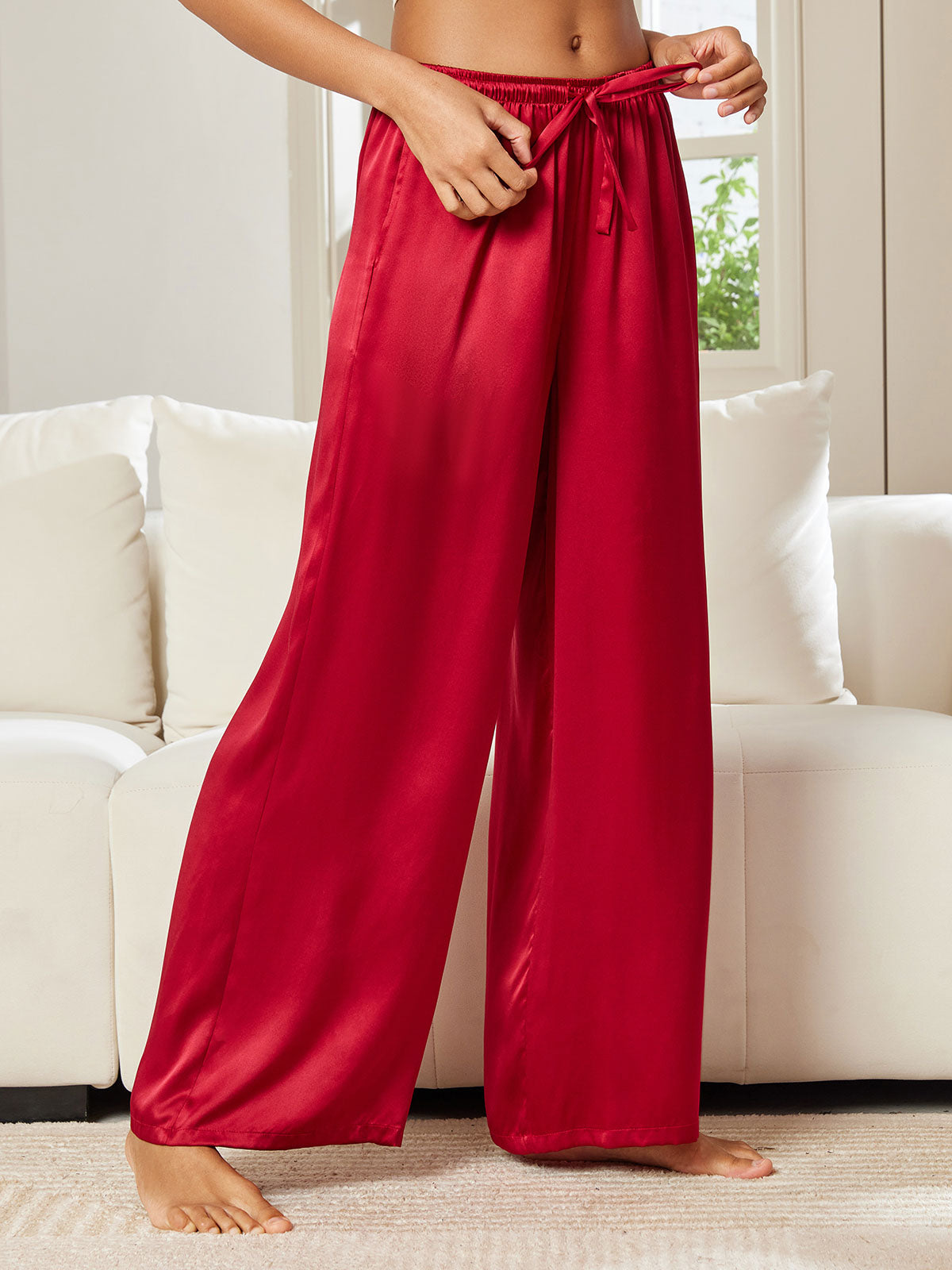 [Wine] SilkSilky-CA Pure Silk Womens Pants 004