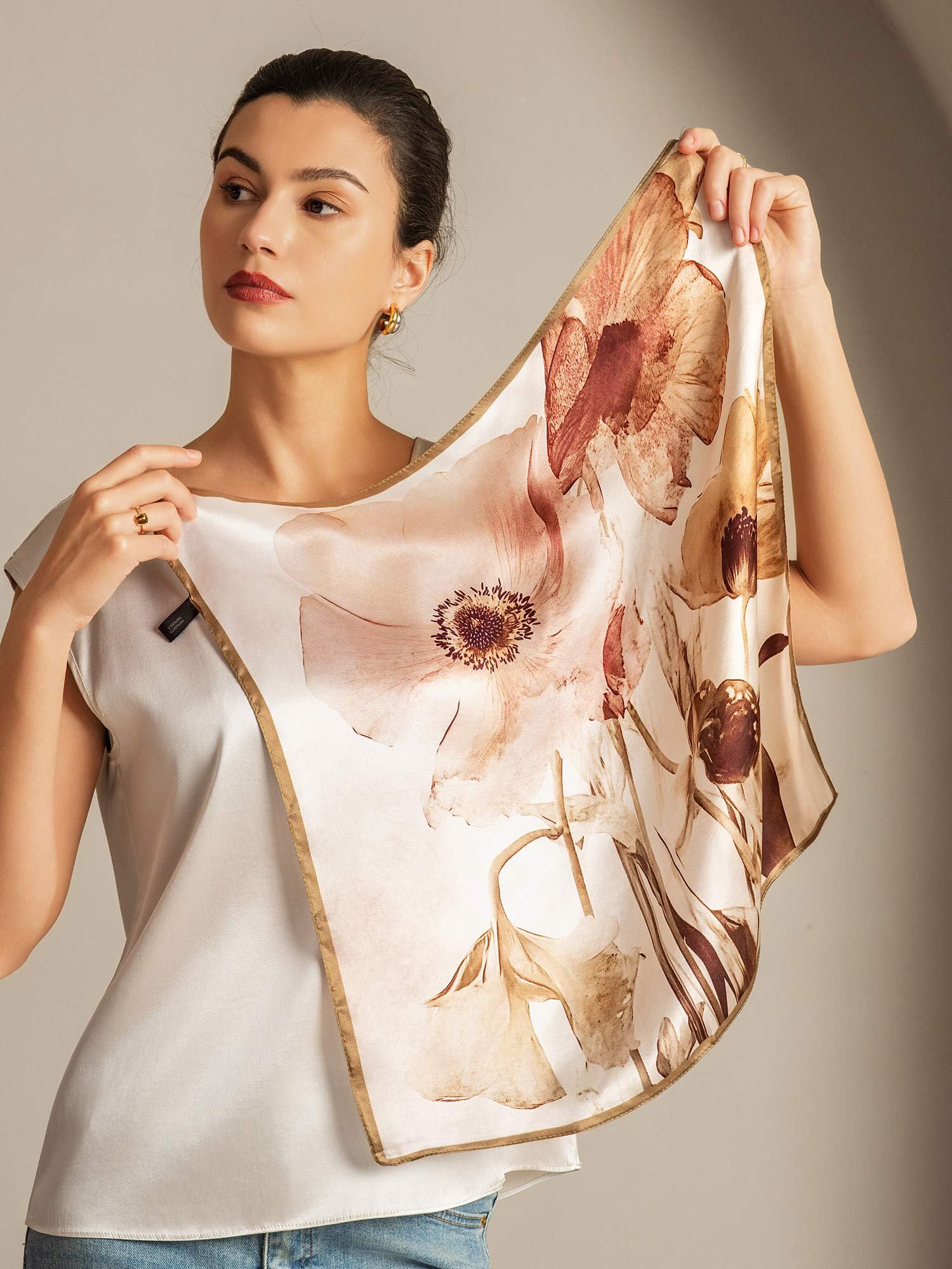 [Multi] SilkSilky-CA Pure Silk Scarf 003