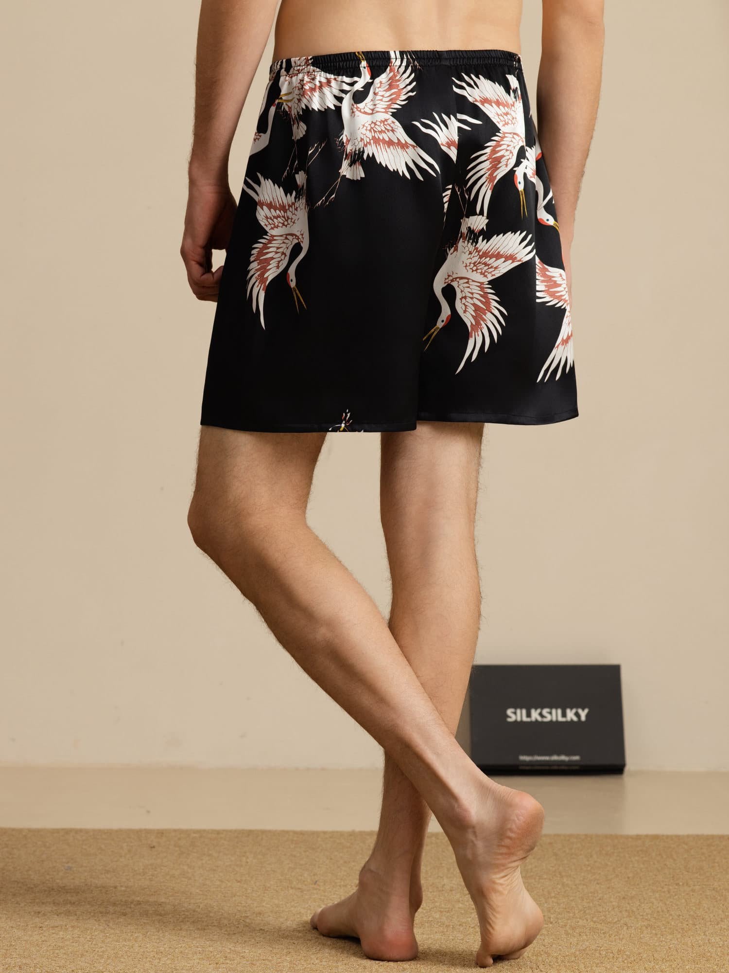 [Black] SilkSilky-CA 19Momme Mens Sleep Bottoms 002