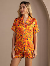 [Orange Dog] SilkSilky-CA Short Sleeve Lapel Collar Women's Pajamas 003