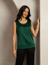 [Dark Green] SilkSilky-CA Sleeveless Round Neck Camisole 004