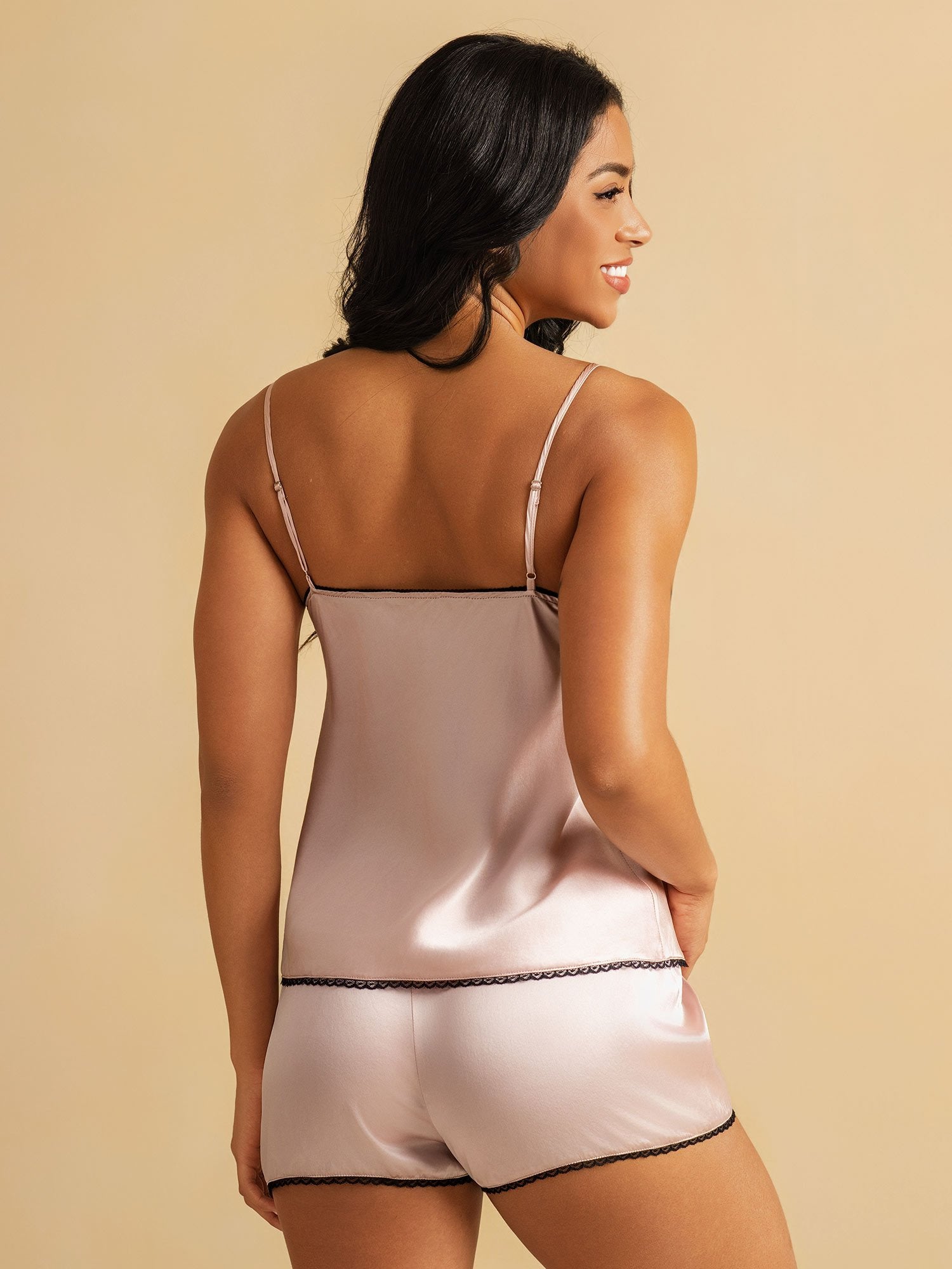 [Pink] SilkSilky-CA Pure Silk Split Camisole Set 002