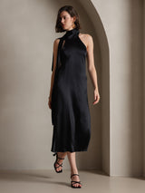 [Black] SilkSilky-CA Sleeveless Halter Dress 007