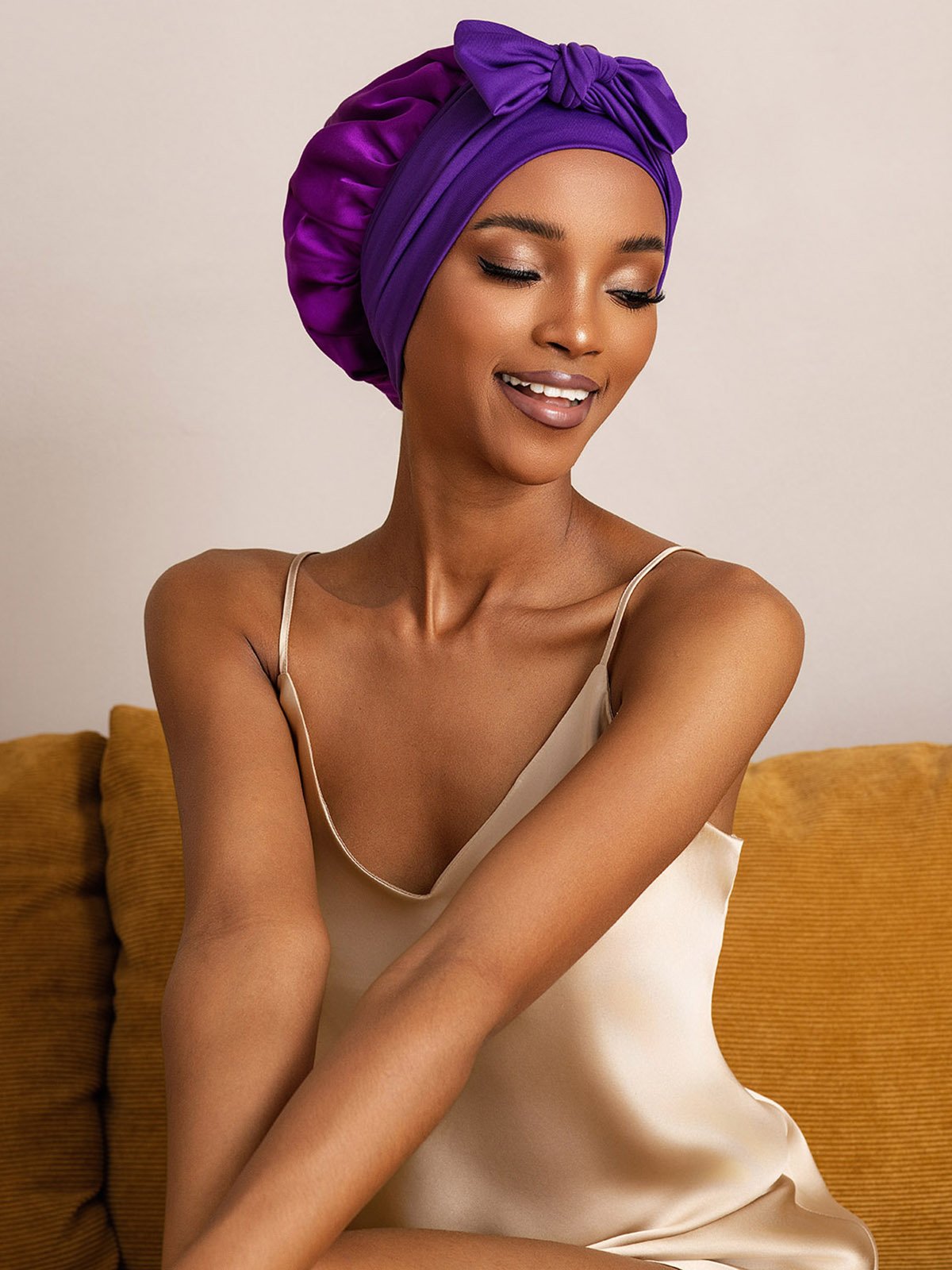 SilkSilky-CA Pure Silk Sleep Cap Purple 005