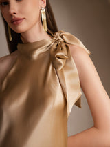 [Champagne] SilkSilky-CA Sleeveless Halter Dress 003
