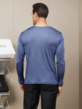 SilkSilky CA Silk Knitted Long Sleeve Round Neck Men's T Shirt DarkBlue 002