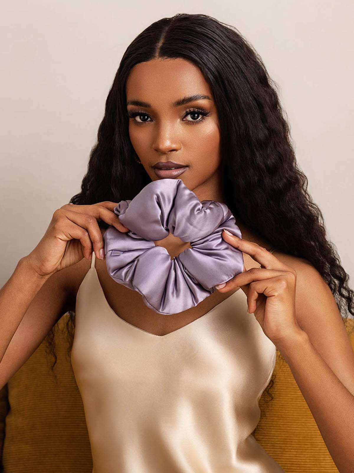 [Deep Purple] SilkSilky-CA Silk Scrunchie 005