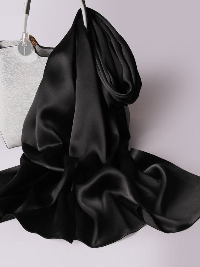 SilkSilky-CA Pure Silk Scarf Black 001