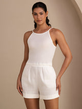 [White] SilkSilky-CA Sleeveless Crew Neck Camisole 003