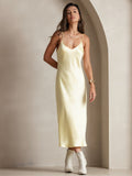 SilkSilky-CA Pure Silk Sleeveless Round Neck Dress Yellow 004