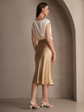 SilkSilky-CA 19Momme Pure Silk Skirt Champagne 006